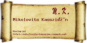 Mikolovits Kasszián névjegykártya
